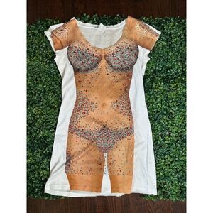 Super Funky Bikini Graphic Print T Shirt Dress by Faux Real Size M
